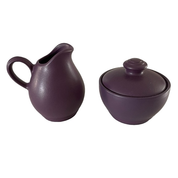 Pfaltzgraff Creamer and Sugar Terrace Plum Satin Finish Earthenware Pottery - Picture 1 of 8